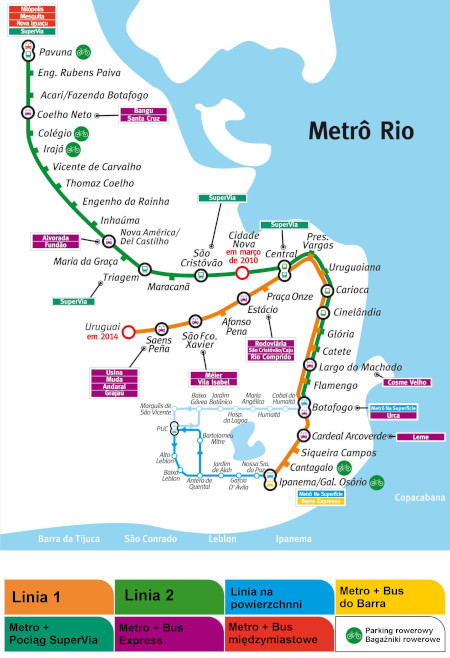 Metro w Rio de Janeiro mapa